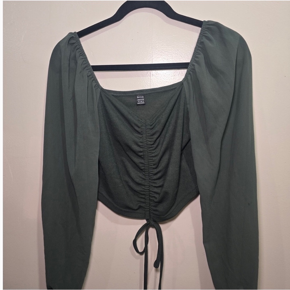 NWOT Forest green ruched blouse